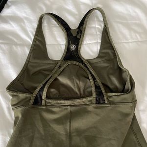 Army green lululemon  running tank top with built in bra